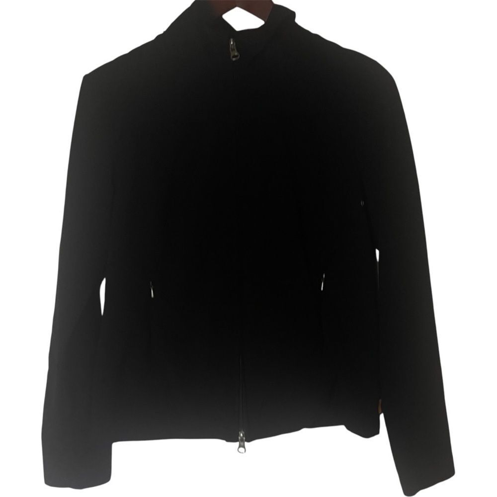 Lucy Athletic Size Medium Women's Solid Black Jacket Double Zipper
